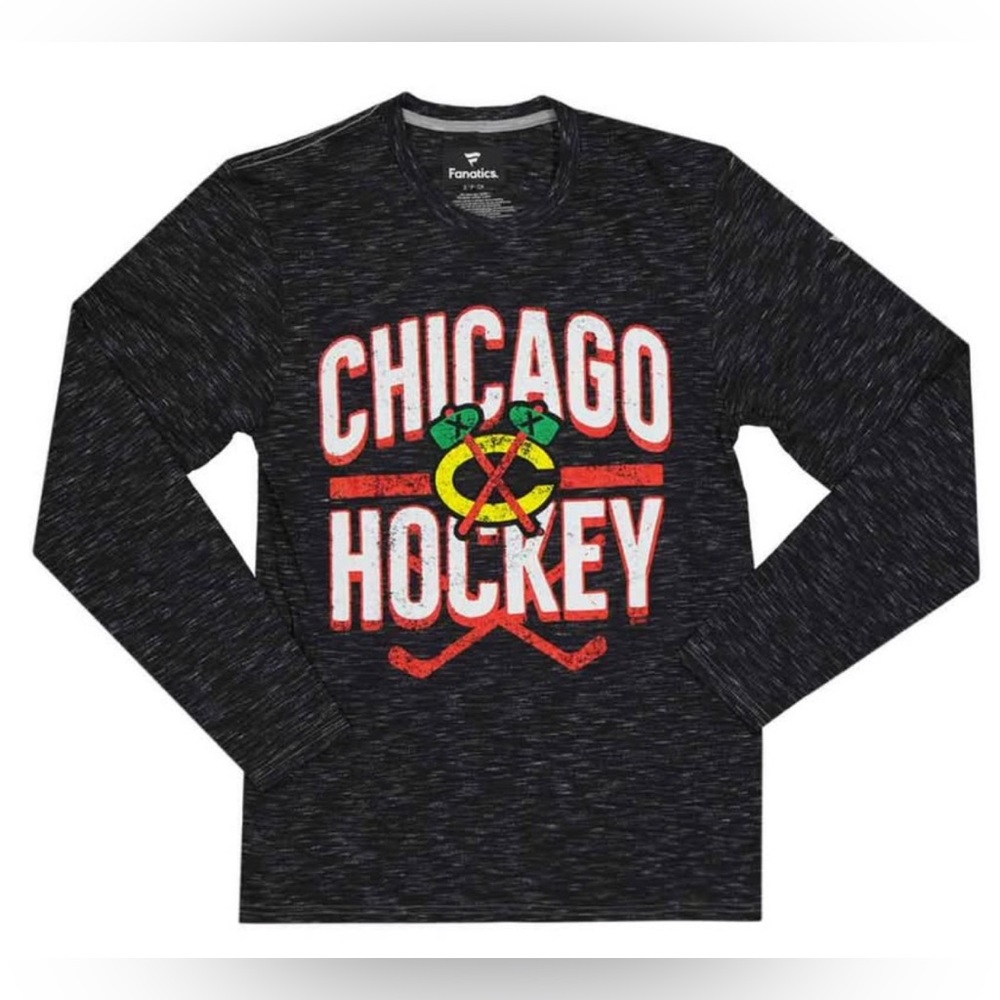 Chicago Blackhawks NHL Licensed Long Sleeve Athletic Shirt Hockey New with Tags